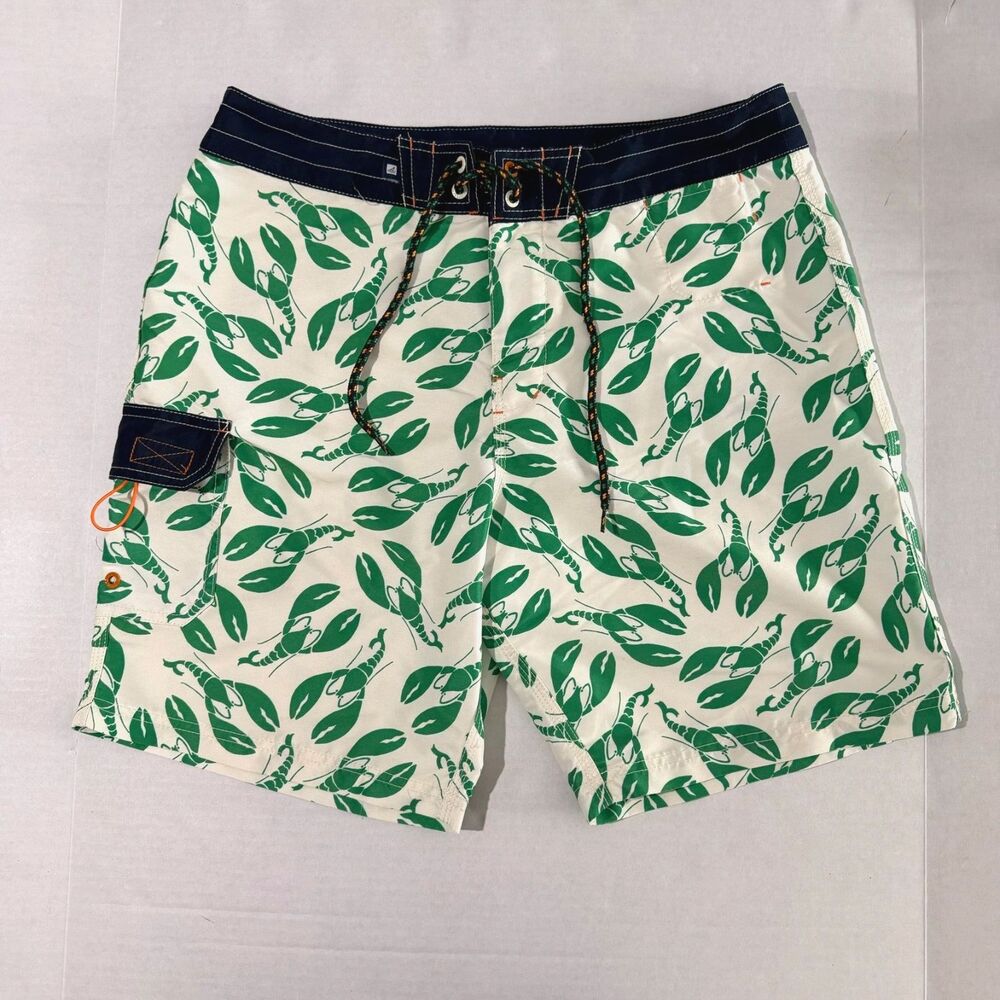 Sperry Top-Sider Men's Boardshorts w Green Lobster, 32, Nautical Prep